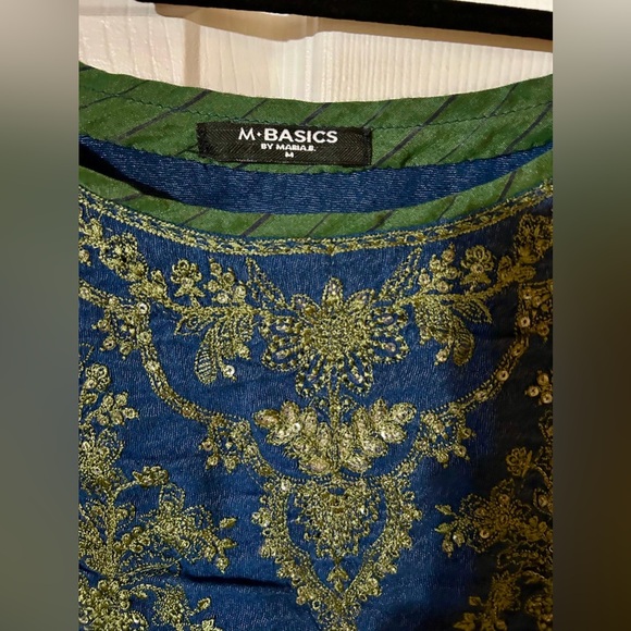 M. BASICS by Maria. B. Elegant Blue and Green Embroidered Women's Dress - Picture 15 of 15